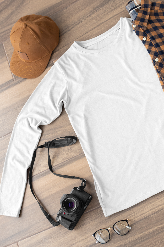 White Full Sleeve T-Shirt For Men - WowWaves - 1