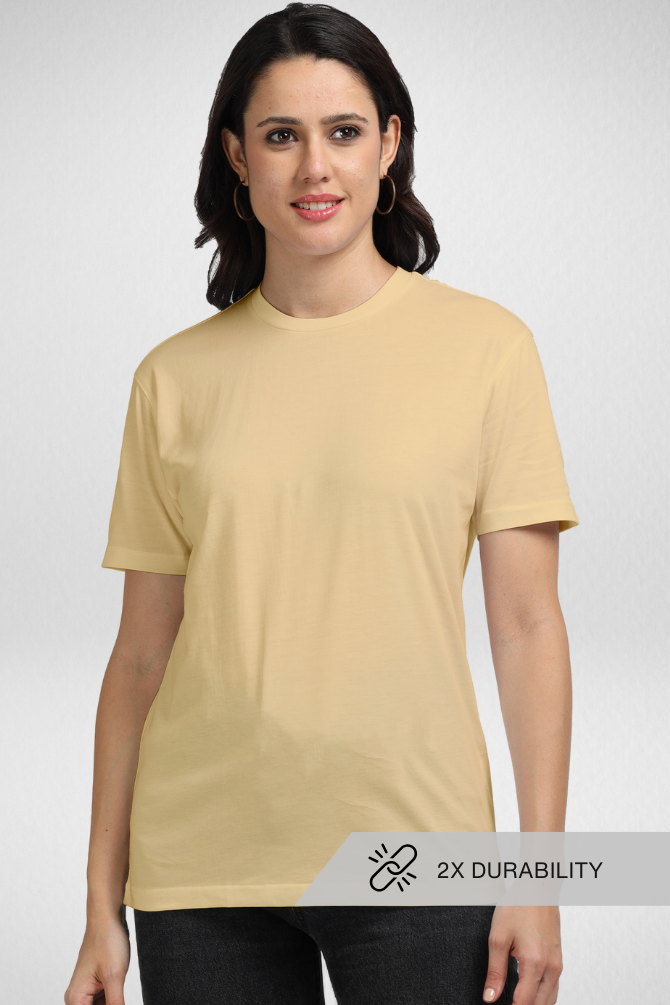 Beige Supima Cotton T-Shirt For Women - WowWaves - 1