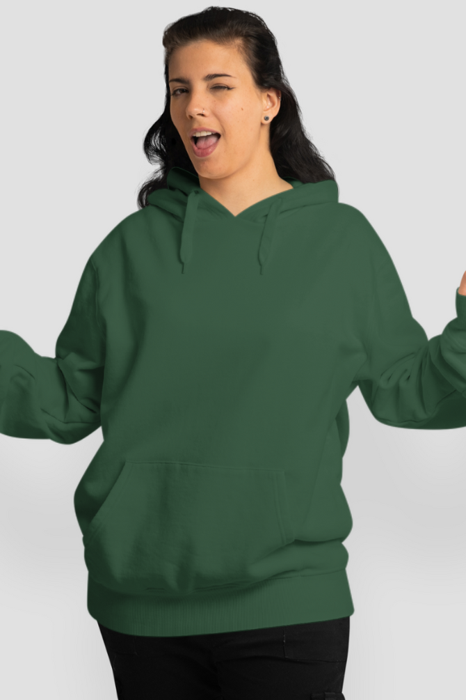 Bottle Green Oversized Hoodie For Women - WowWaves