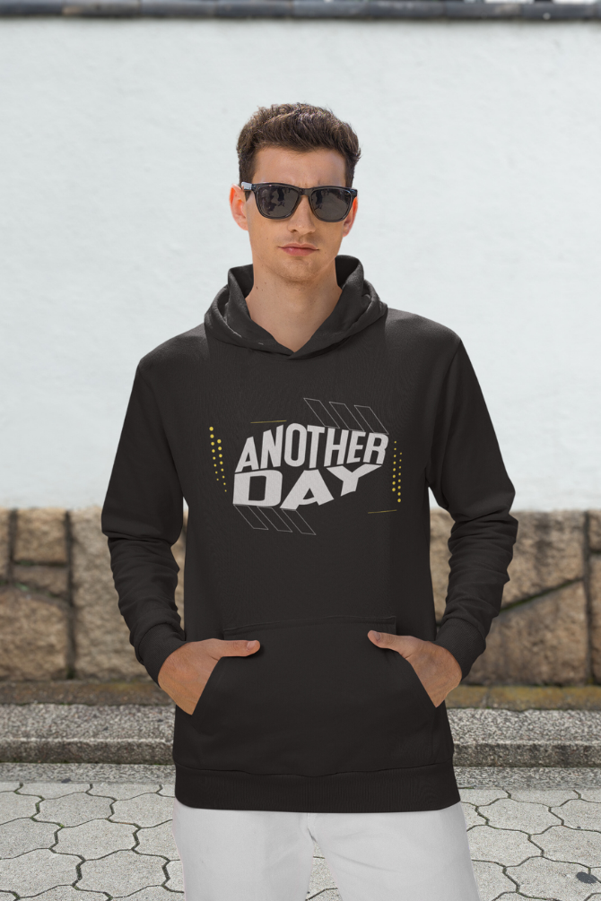 Another Day Black Printed Hoodie For Men - WowWaves - 3