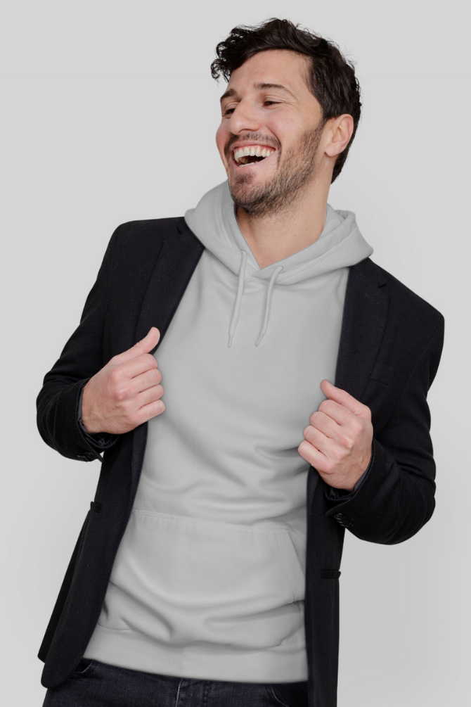 Grey Melange Hoodie For Men - WowWaves