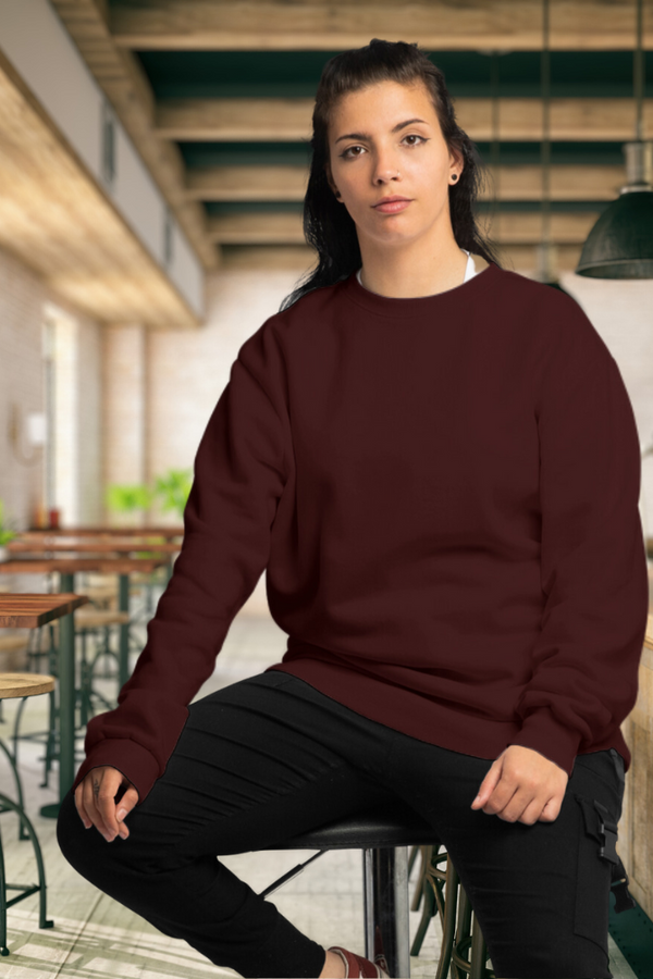 Maroon Oversized Sweatshirt For Women - WowWaves