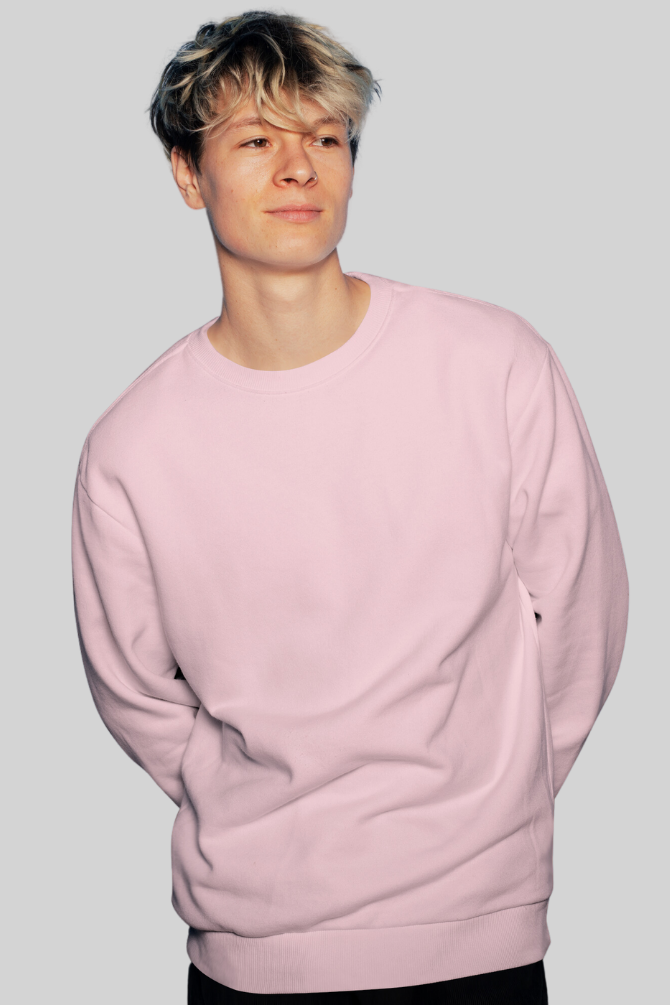 Light Pink Oversized Sweatshirt For Men - WowWaves - 6