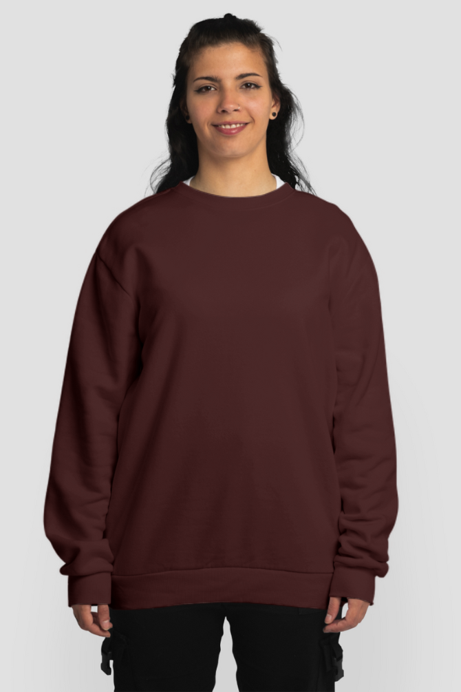 Maroon Oversized Sweatshirt For Women - WowWaves - 2