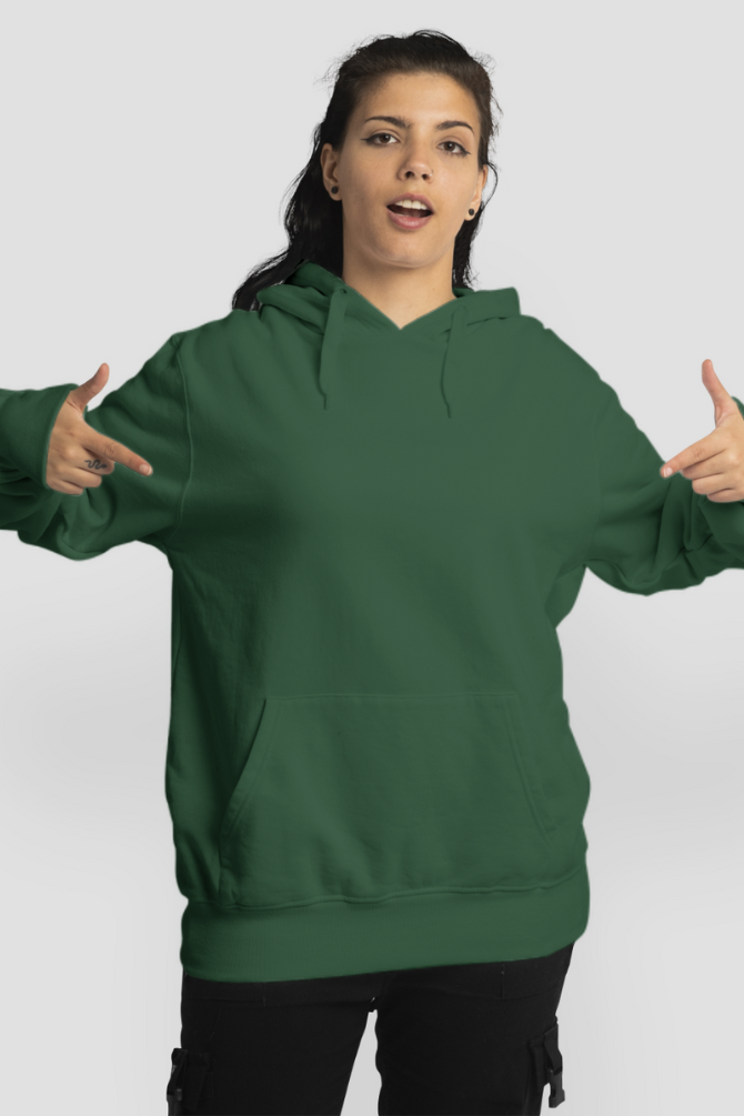 Bottle Green Oversized Hoodie For Women - WowWaves - 2