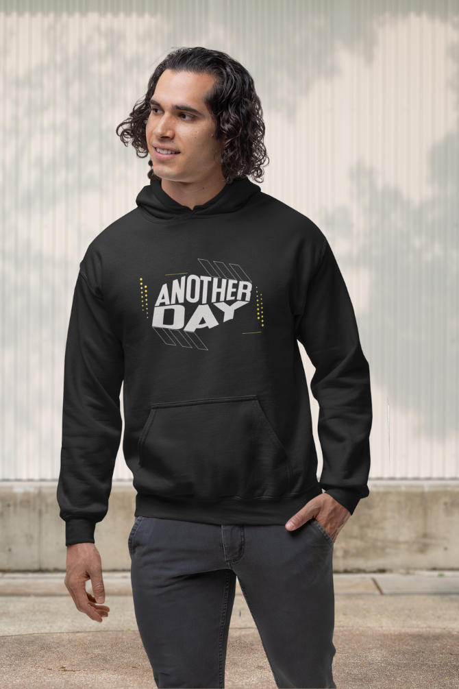 Another Day Black Printed Hoodie For Men - WowWaves