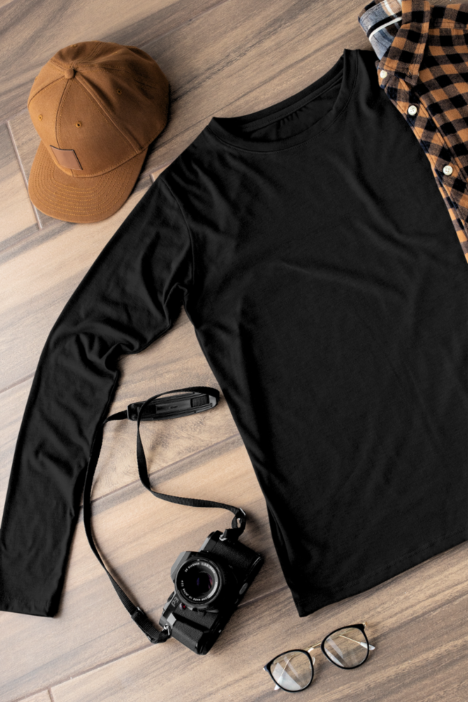 Black Full Sleeve T-Shirt For Men - WowWaves - 1