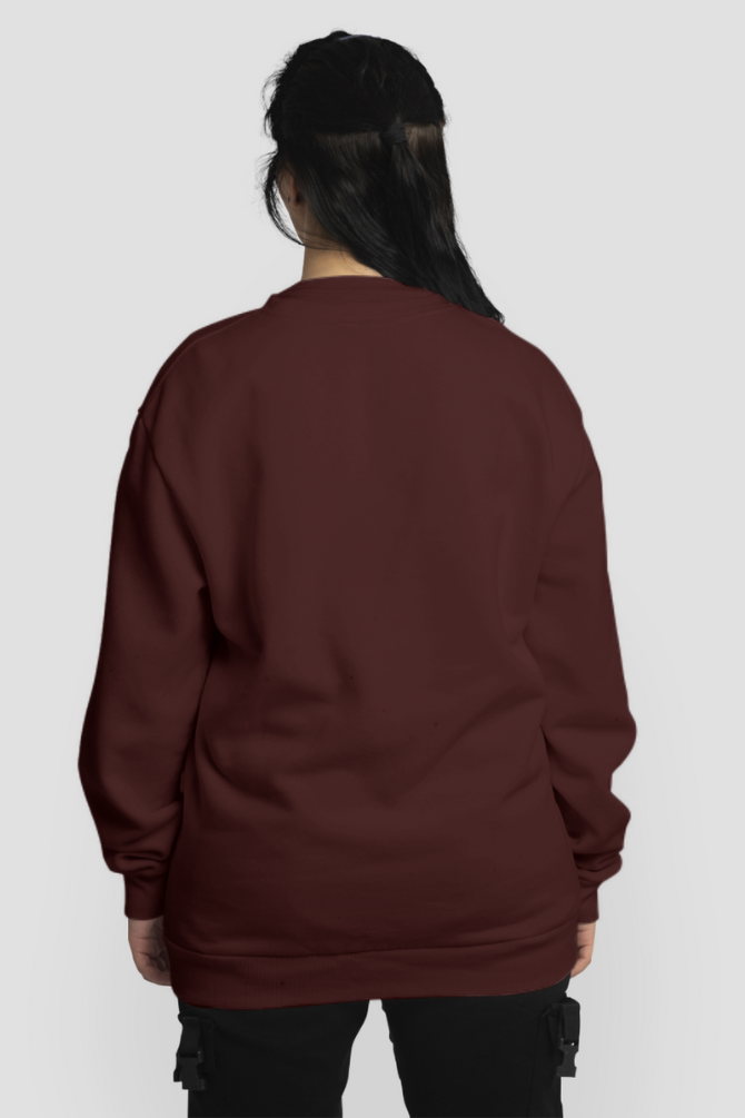 Maroon Oversized Sweatshirt For Women - WowWaves - 6