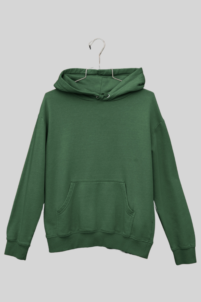 Bottle Green Oversized Hoodie For Women - WowWaves - 1