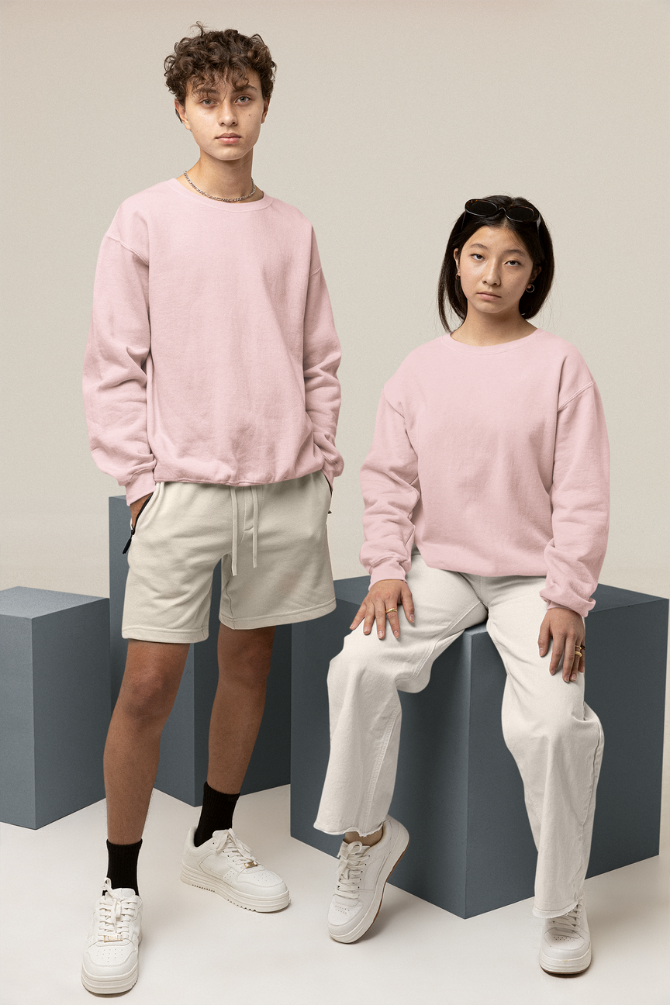 Light Pink Oversized Sweatshirt For Men - WowWaves - 7