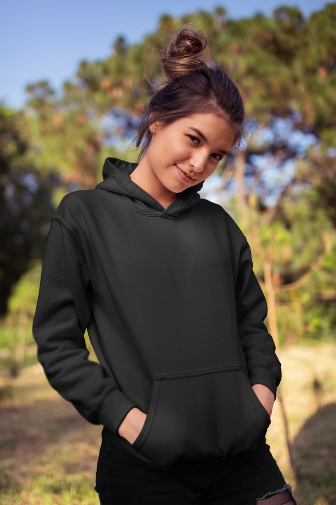 Black Oversized Hoodie For Women - WowWaves - 3