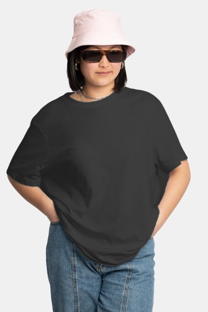 Black Lightweight Oversized T-Shirt For Women - WowWaves - 2