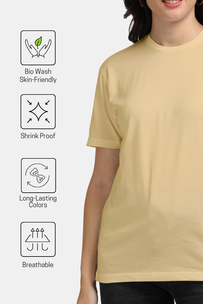 Beige Supima Cotton T-Shirt For Women - WowWaves - 8