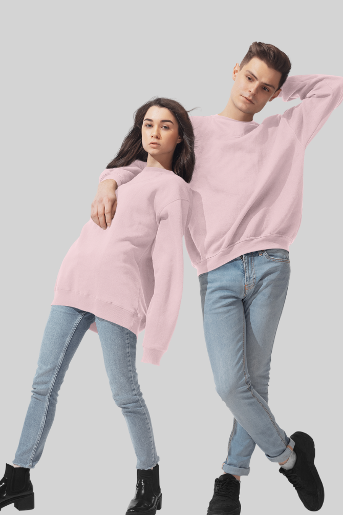 Light Pink Oversized Sweatshirt For Women - WowWaves - 8