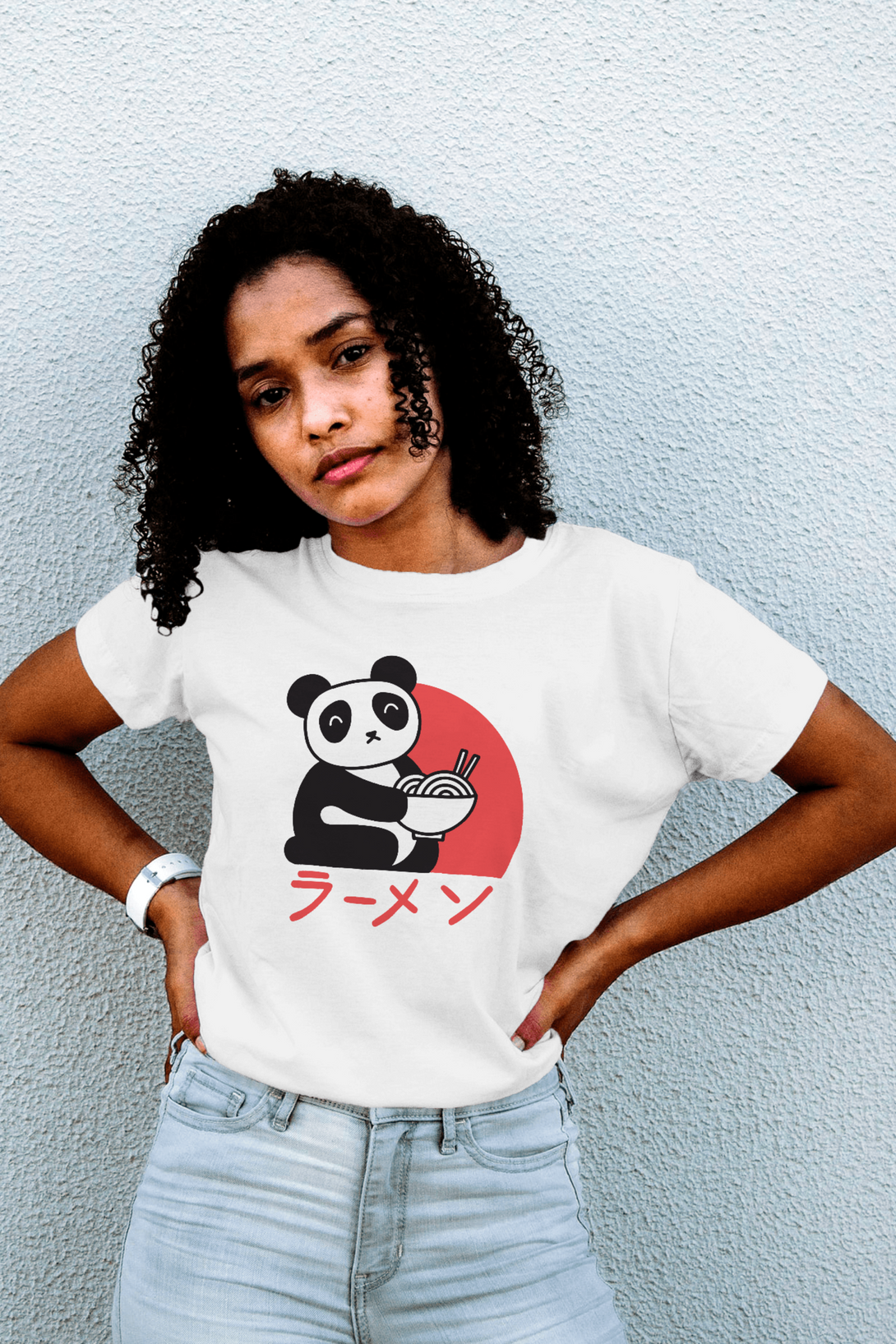 Ramen Panda Printed T-Shirt For Women - WowWaves - 4