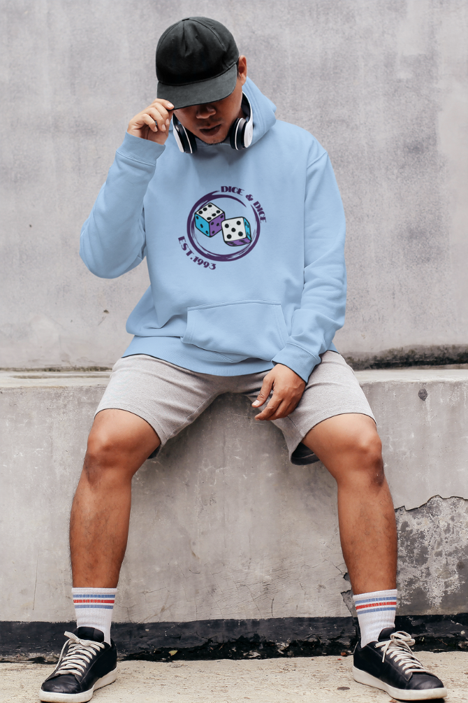 Dice Baby Blue Printed Hoodie For Men - WowWaves - 3