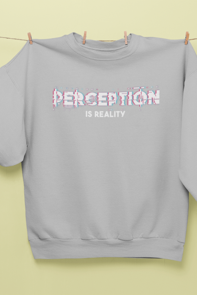 Perception Is Reality Grey Melange Printed Sweatshirt For Men - WowWaves - 3