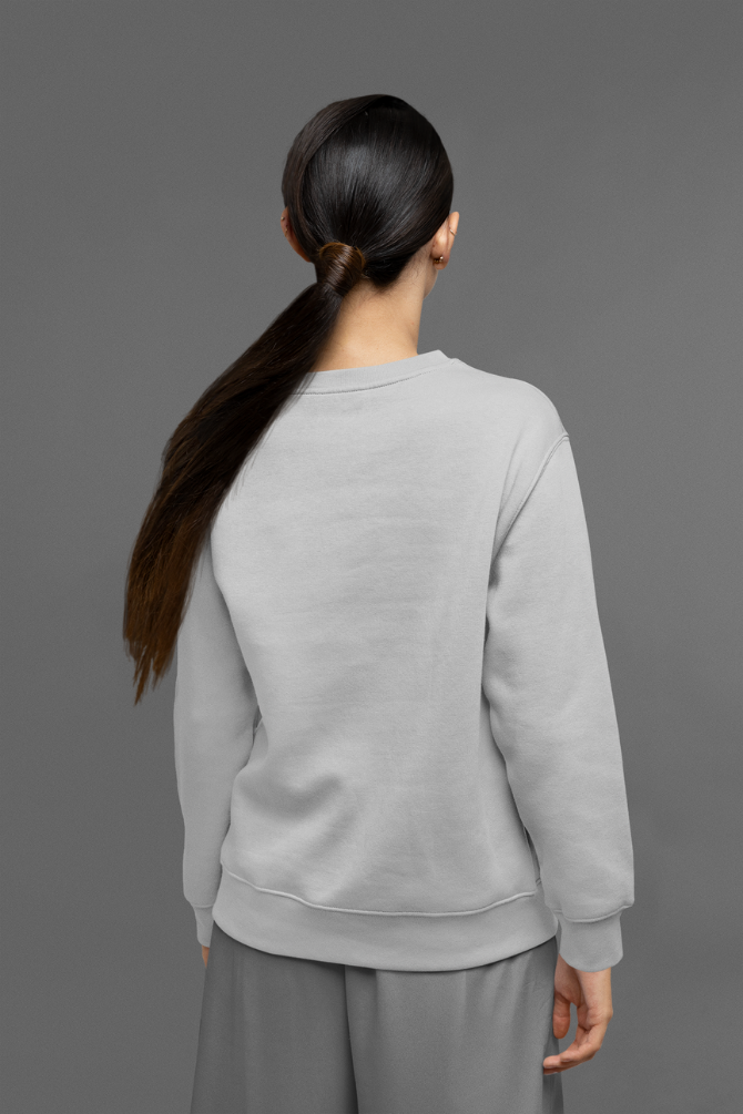 Grey Melange Sweatshirt For Women - WowWaves - 4