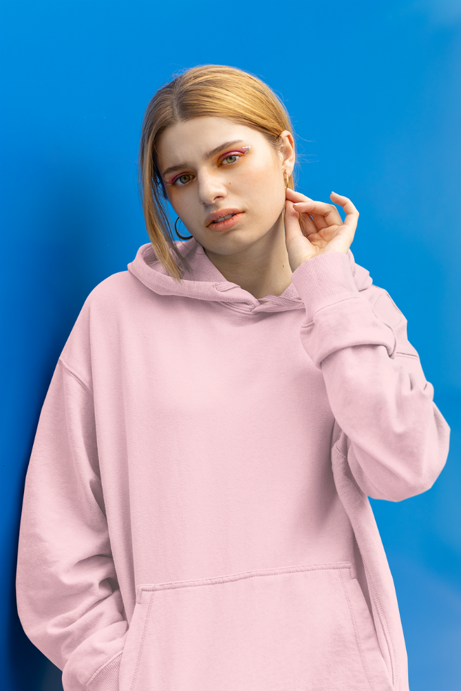 Light Pink Oversized Hoodie For Women - WowWaves - 4