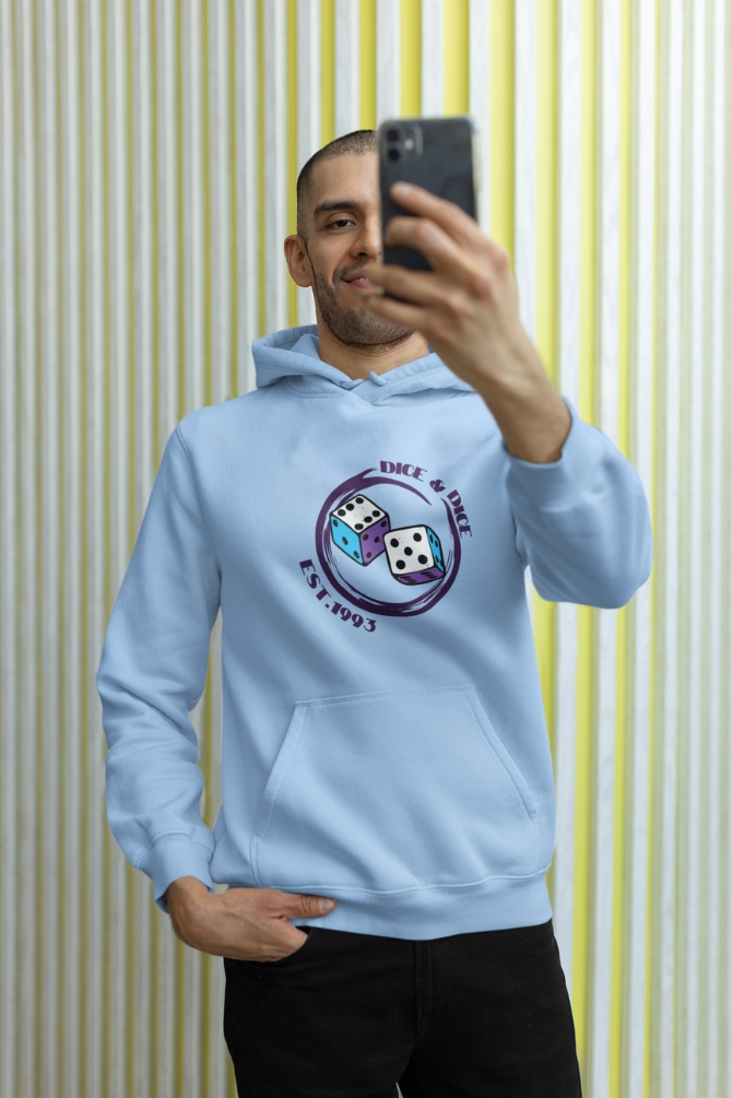 Dice Baby Blue Printed Hoodie For Men - WowWaves - 4