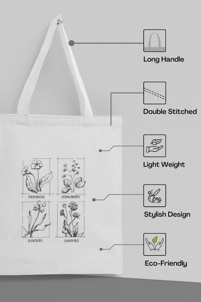 Flower Print Tote Bag Standard Printed  for unisex -5
