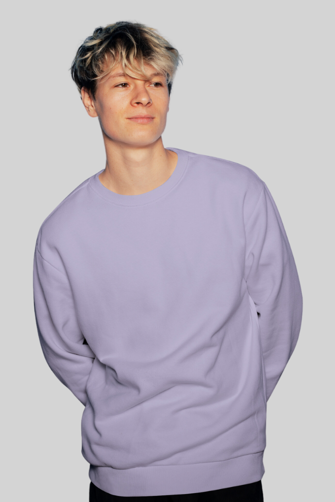 Lavender Oversized Sweatshirt For Men - WowWaves - 6