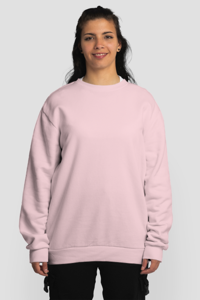 Light Pink Oversized Sweatshirt For Women - WowWaves - 2