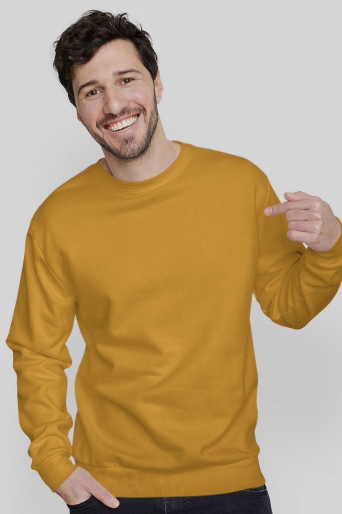 Mustard Yellow Sweatshirt For Men - WowWaves - 6