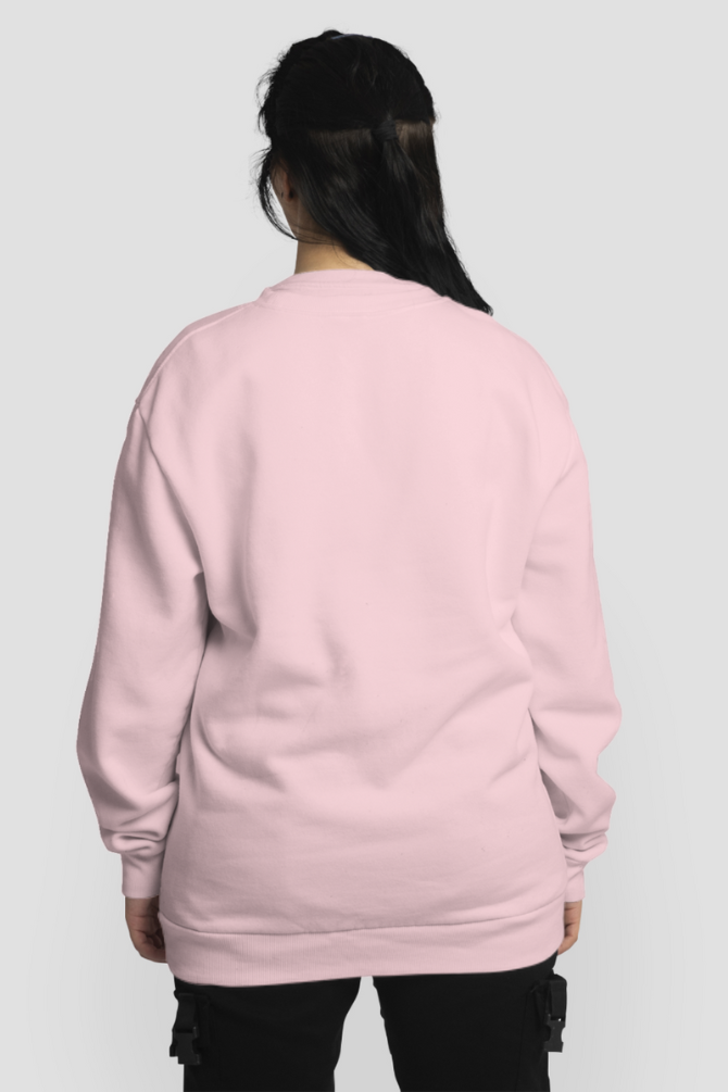 Light Pink Oversized Sweatshirt For Women - WowWaves - 6