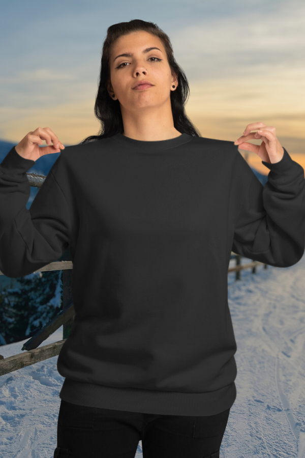 Black Oversized Sweatshirt For Women - WowWaves