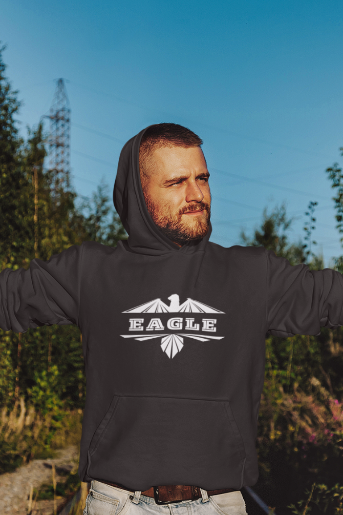 Eagle Black Printed Hoodie For Men - WowWaves - 4