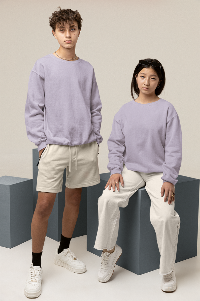 Lavender Oversized Sweatshirt For Men - WowWaves - 8
