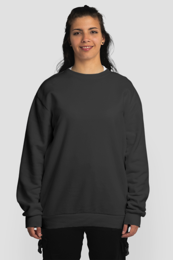 Black Oversized Sweatshirt For Women - WowWaves - 2