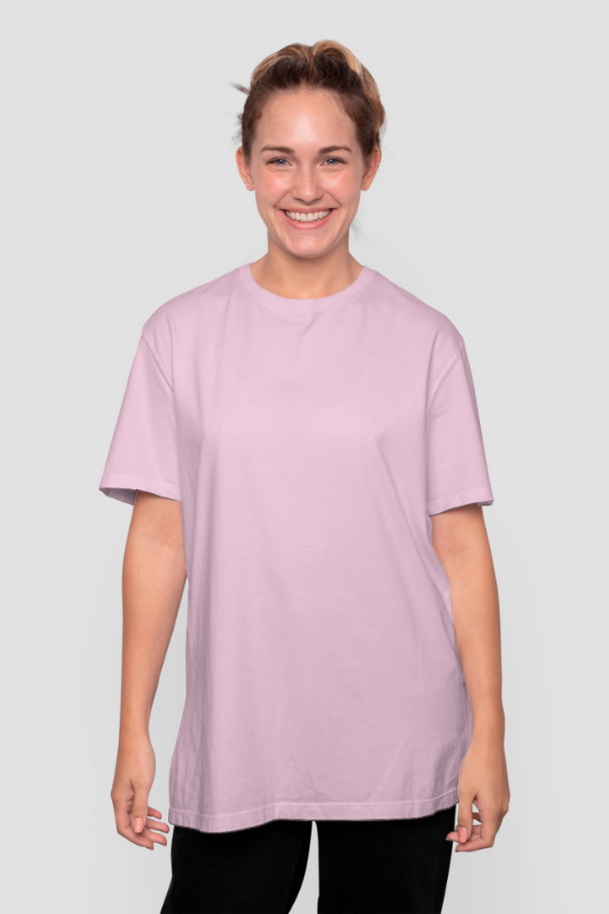 Light Baby Pink Lightweight Oversized T-Shirt For Women - WowWaves - 3