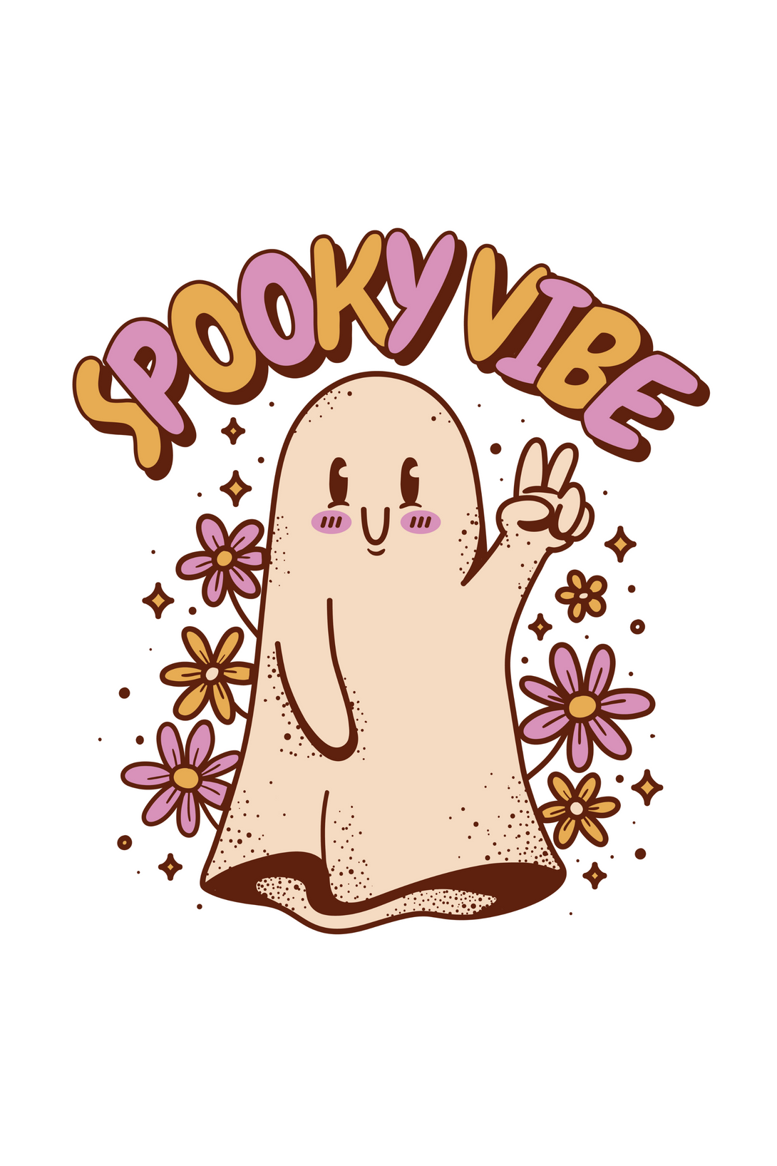 Spooky Vibe Cute Ghost Printed Sweatshirt For Women - WowWaves - 1