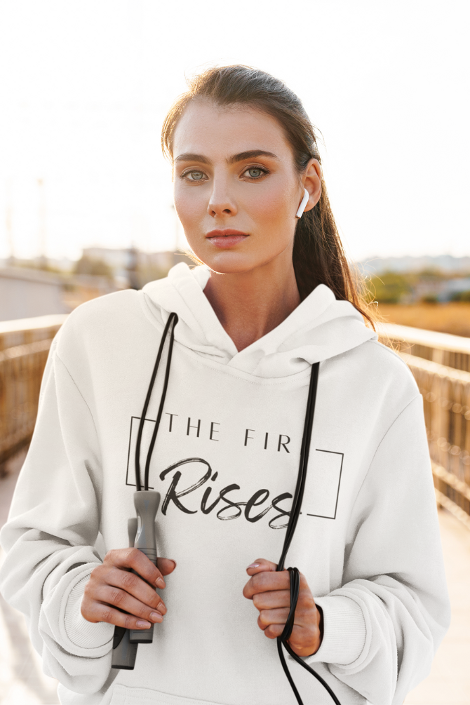 The Fire Rises White Printed Hoodie For Women - WowWaves - 4