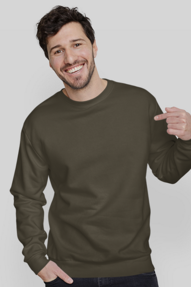 Olive Green Sweatshirt For Men - WowWaves - 6