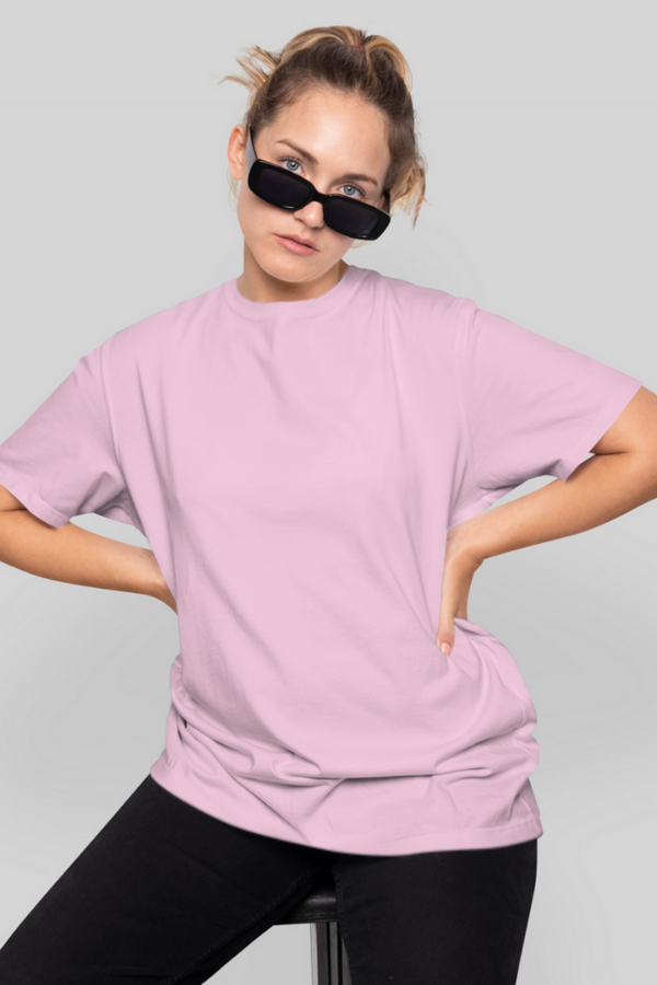 Light Baby Pink Lightweight Oversized T-Shirt For Women - WowWaves
