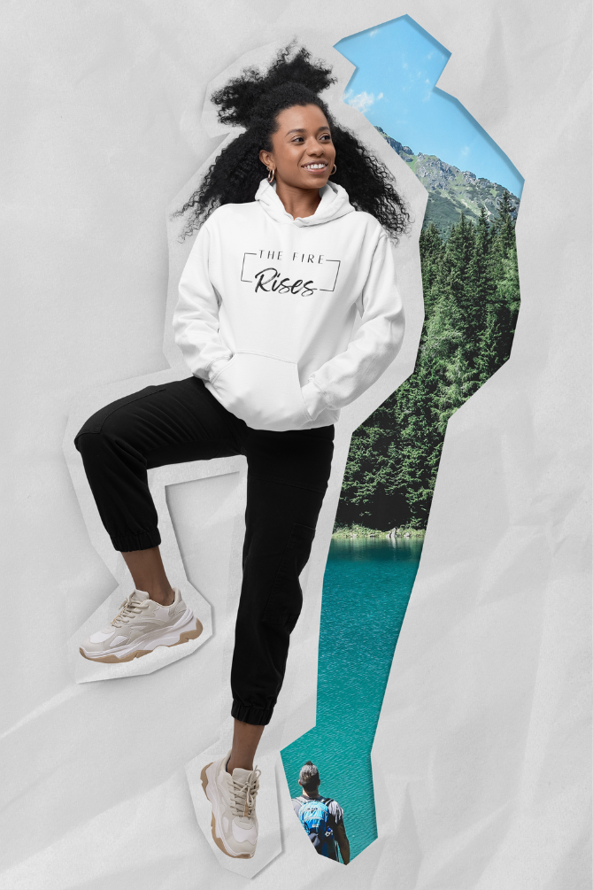 The Fire Rises White Printed Hoodie For Women - WowWaves - 2