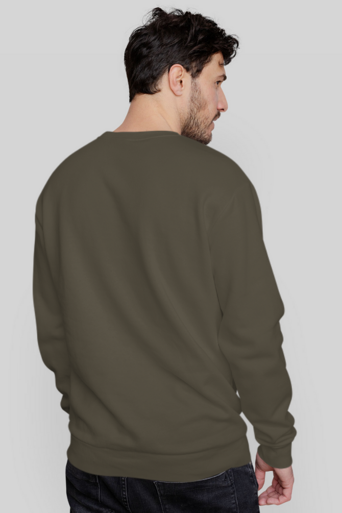 Olive Green Sweatshirt For Men - WowWaves - 7