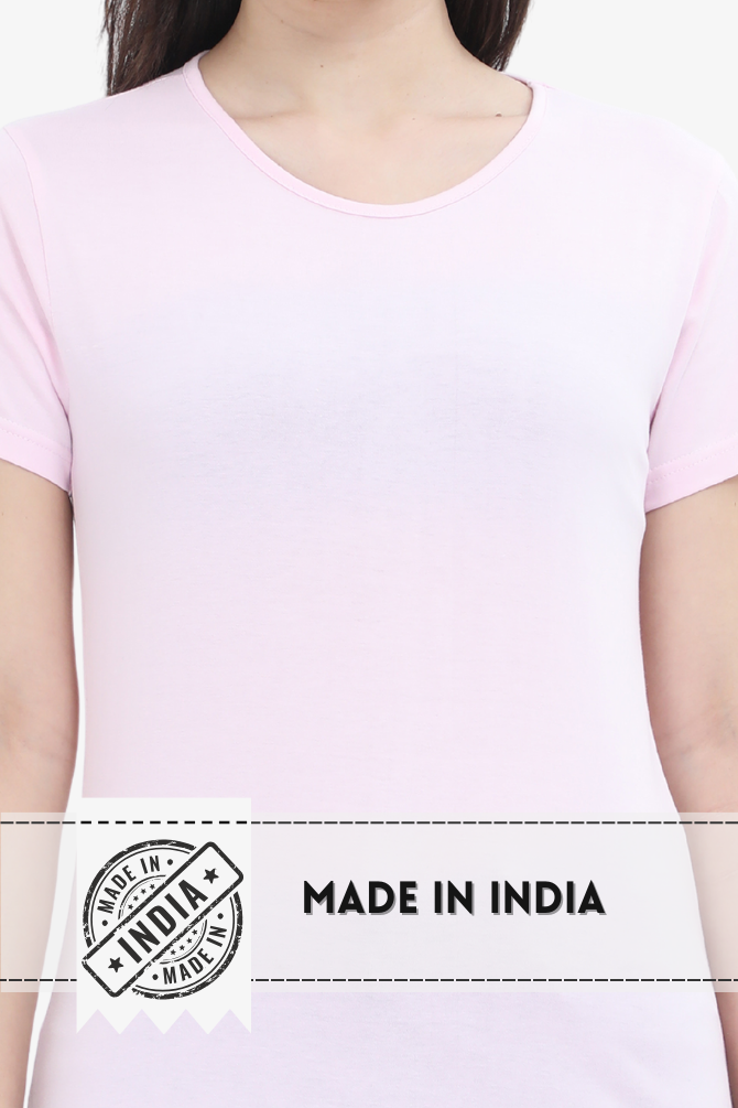 Light Pink Scoop Neck T-Shirt For Women - WowWaves - 6