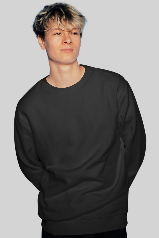 Black Oversized Sweatshirt For Men - WowWaves - 6