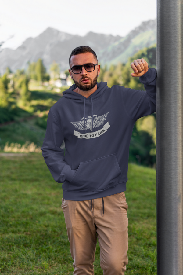 Ride To Park Navy Blue Printed Hoodie for men-Printed Hoodie-WD10610-Navy Blue-S-Wow Waves