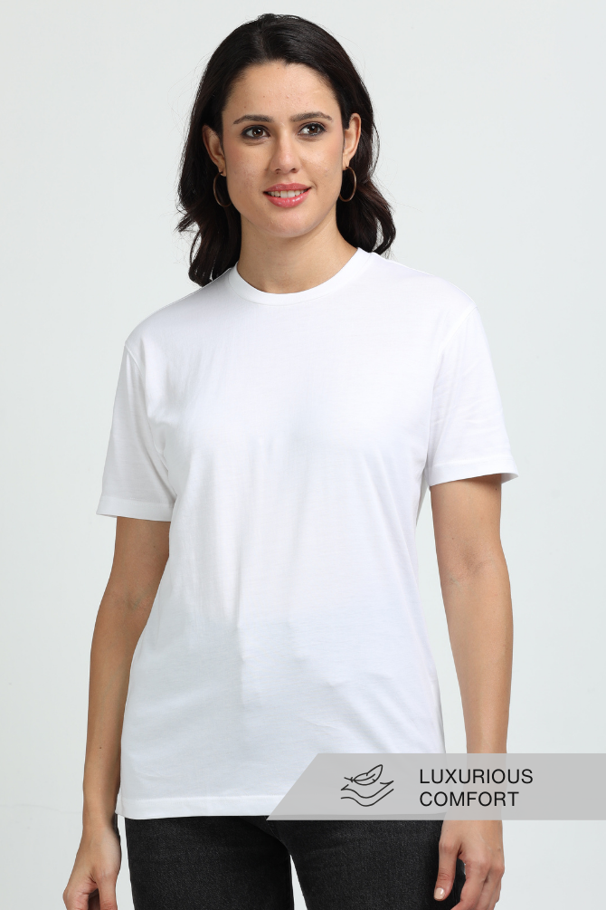 White Supima Cotton T-Shirt For Women - WowWaves - 1