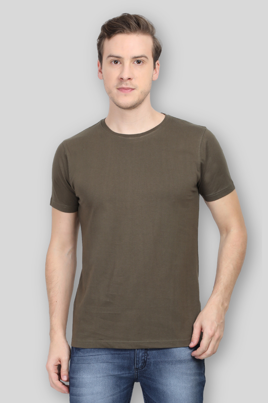 Olive Green T-Shirt For Men - WowWaves - 2