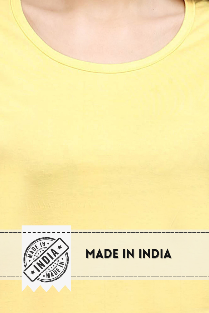 Yellow Scoop Neck T-Shirt For Women - WowWaves - 7