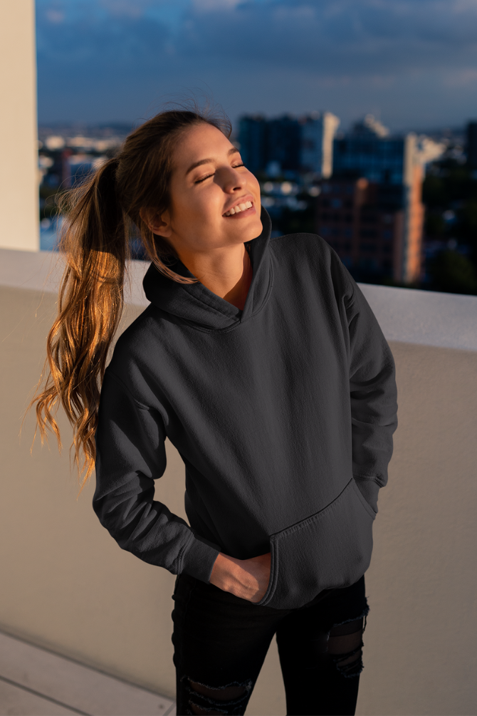 Black Oversized Hoodie For Women - WowWaves - 2