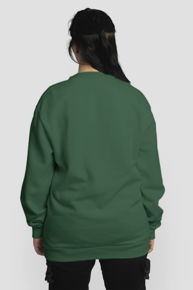 Bottle Green Oversized Sweatshirt For Women - WowWaves - 7