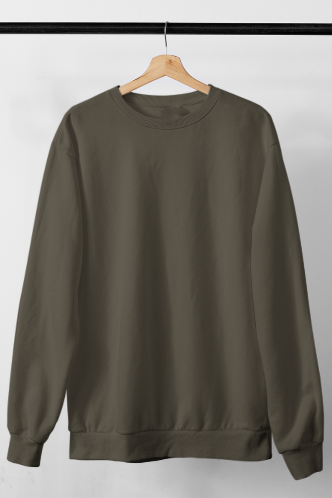 Olive Green Sweatshirt For Men - WowWaves - 1