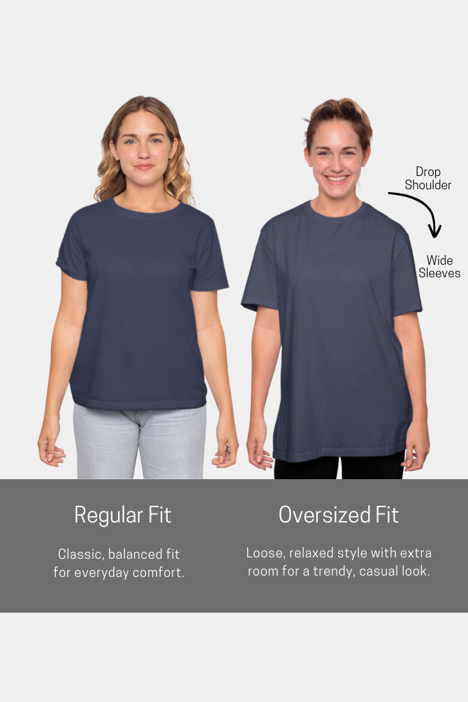 Navy Blue Oversized T-Shirt For Women - WowWaves - 7